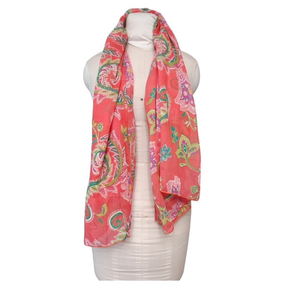 Large Scarf Cotton Silk Paisley Floral Wrap NWT Beach Sheer Summer Cover Up